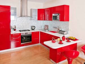 Muebles De Cocina Blanco Y Rojo